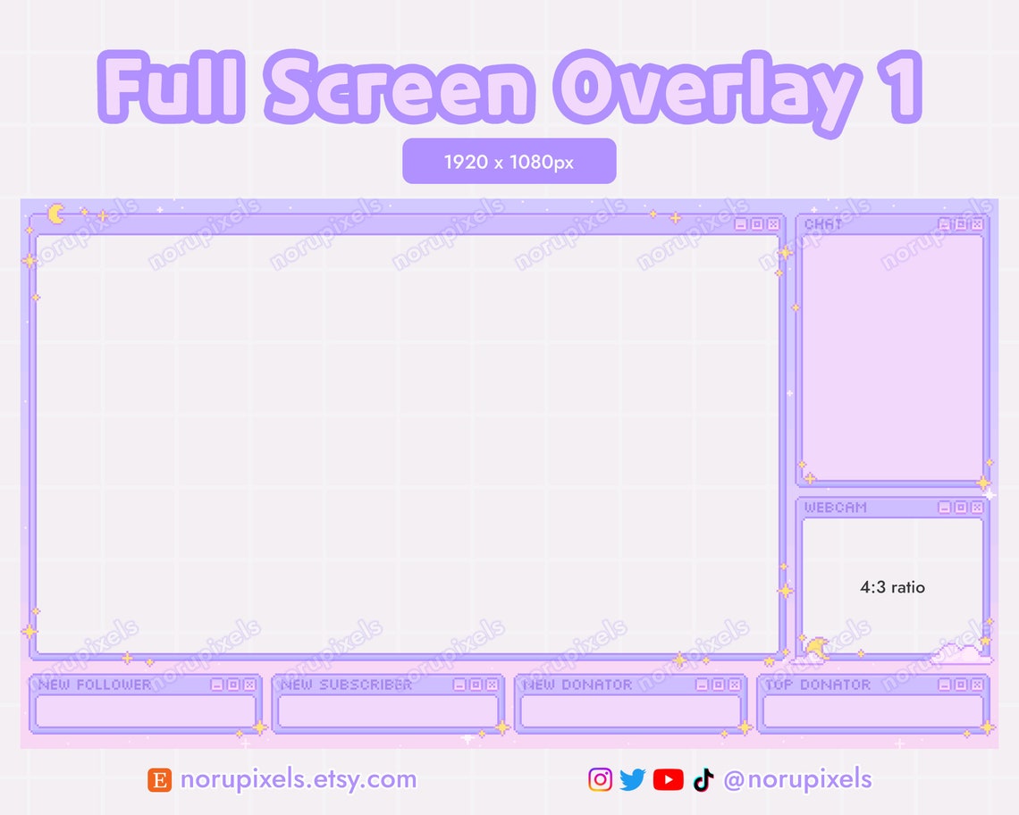 Customizeble Overlays Kawaii Dreamy Pastel Twitch Stream Overlay Set | Kawaii Pixel Webcam ...