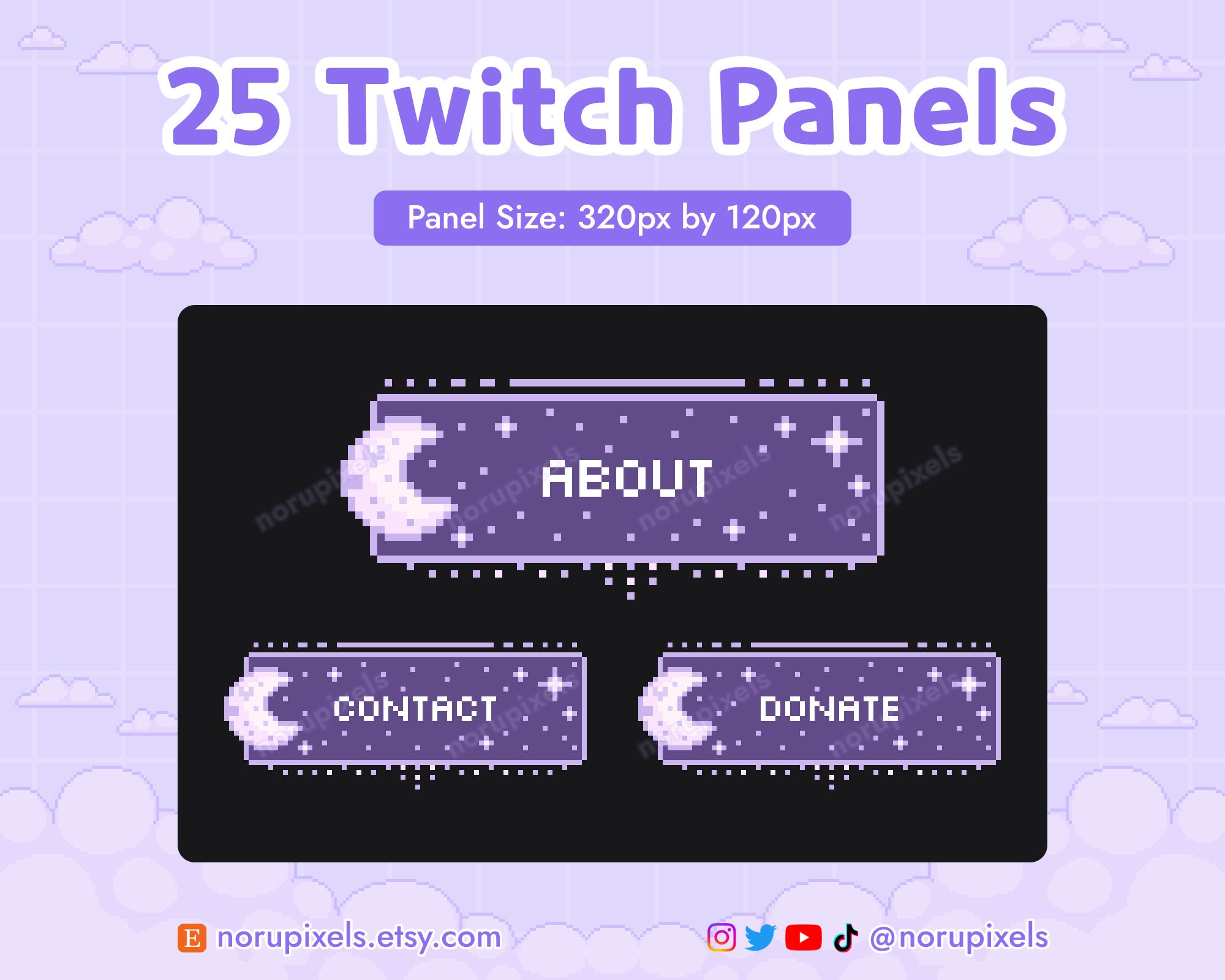 Celestial Purple Moon Twitch Stream Pack Celestial Moon Stream Overlay ...