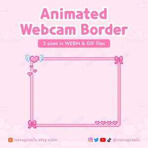 Borda da webcam do Dia dos Namorados Kawaii para Twitch Stream | Borda de webcam animada do Twitch dos Namorados | Sobreposição de quadros de transmissão da webcam