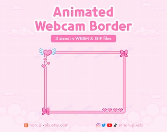 Kawaii Valentines Webcam Border for Twitch Stream | Valentines Twitch Animated Webcam Border | Stream Webcam Frame Overlay