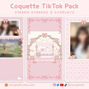 Coquette Tiktok Stream Pack | Cute Tiktok Live Stream Overlays | Vertical overlay for OBS Tiktok Live