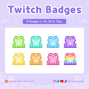 Kawaii Pastel Frog Twitch Sub Badges | Frog Twitch Bit Badges for Twitch streams