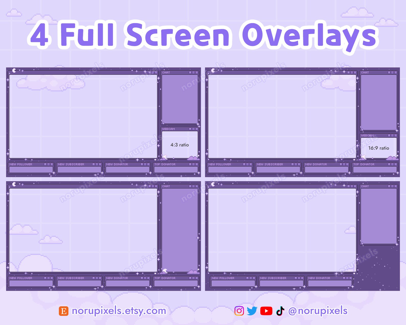 Celestial Purple Moon Twitch Stream Pack Celestial Moon Stream Overlay ...