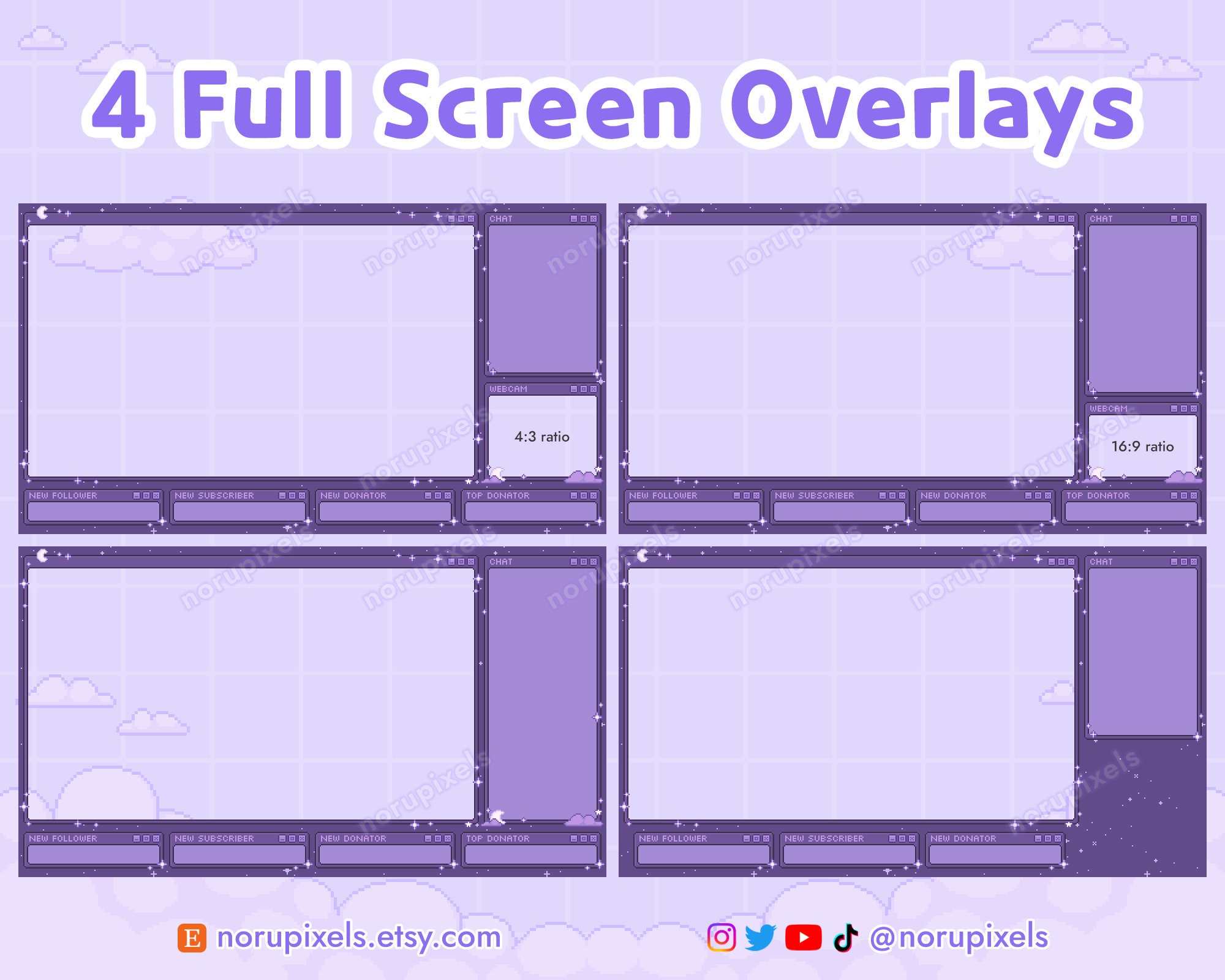 Visual Reference: Celestial Purple Moon Twitch Stream Pack Celestial Moon Stream Overlay