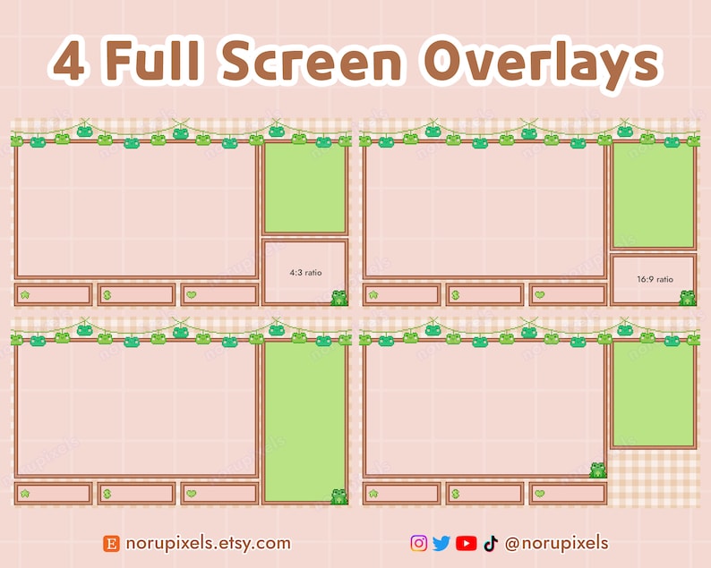Cozy Frog Desk Twitch Stream Overlay Package | Cute Frog Animated stream screens, Badges, Panels | Vtuber Friendly