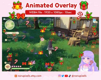 Festive Christmas Decoration for Twitch Stream Raid | Candy Cane Stream Overlay