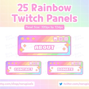 Kawaii Rainbow Aesthetic Pop up Window Twitch Panels | Kawaii Stream Panels | Pixel Art for Twitch Streamer