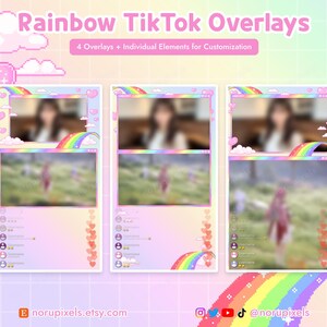 Kawaii Rainbow Tiktok Live Overlays | Rainbow Tiktok stream Overlays | Vertical overlay for OBS Tiktok Live