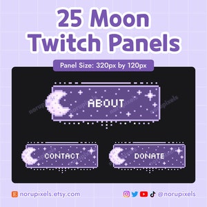 Pixel Moon Twitch Panels | Celestial Moon Stream Panels | 8 Bit Pixel Art for Twitch Streams