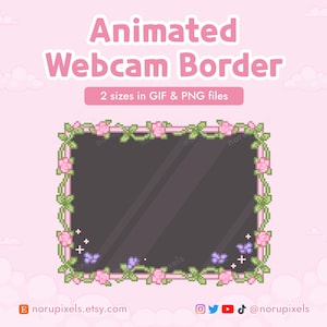 Kawaii Fairycore Spring Webcam Border, Pixel Art Butterfly Facecam Frame, Pink Floral Stream Overlay, Cottagecore VTuber Asset