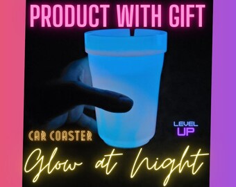 Glow-in-the-Dark Car Ashtray - Customizable with 2 Car Coaster Gifts - GiftsForChristmas