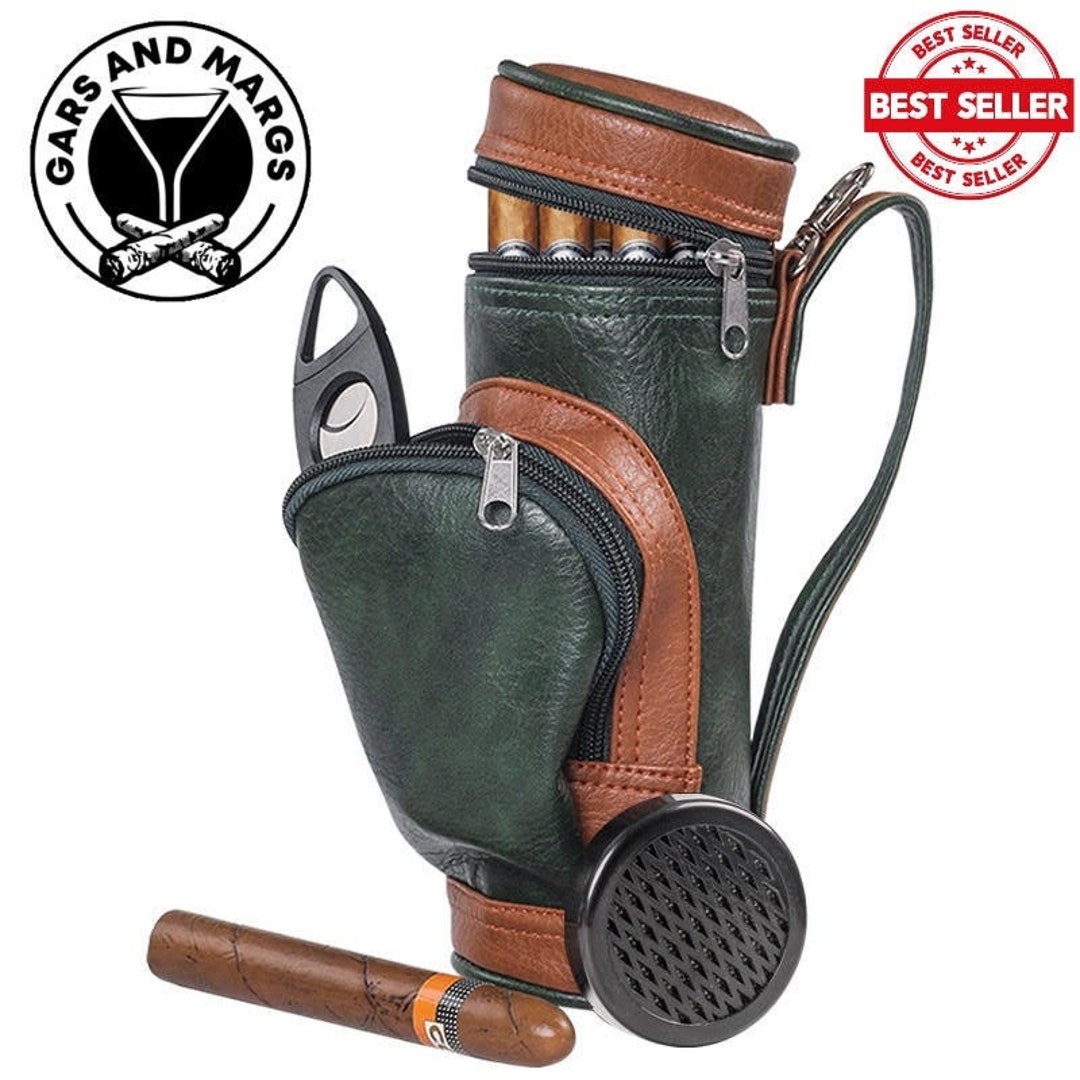 Portable Leather Golf Bag Humidor Leather Cigar Golf Storage Etsy