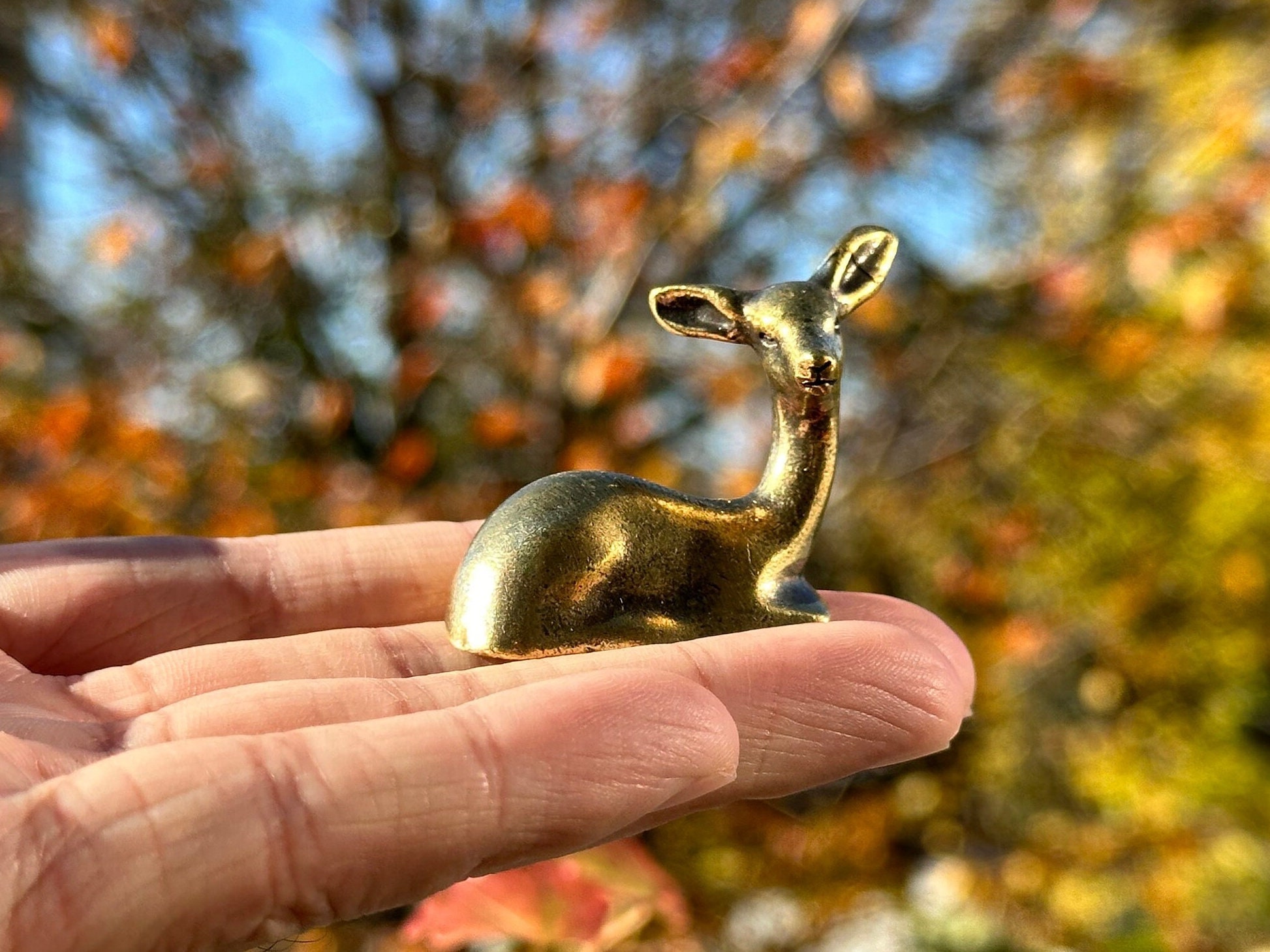 真鍮製 ハンドメイド鹿オブジェ（高さ45cm／インド直輸入） 真鍮製の鹿