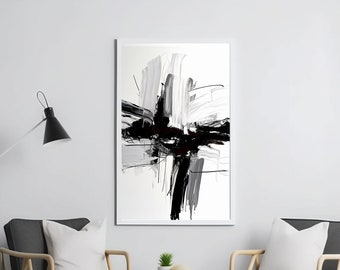 Abstrakte Tusche Brush Art, Brush Strokes, Brush Print, Brush Wall Art, Schwarzweiss Brush Prints, Modern Print, Kunststück 2 von 8