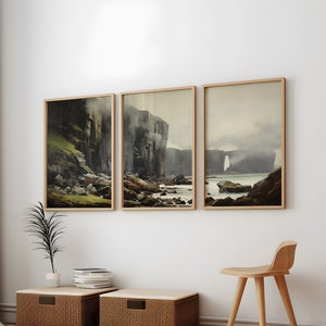 Set of 3 Scottish landscape Painting Digital Download, Scottish coast Painting Wall Decor, Coastal Digital Art, Scotland, Digital Download