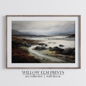 Vintage Scottish landscape Print, Nature Painting, Moody earth tones that capture the Scottish countryside, Landscape Digital Art, Highlands