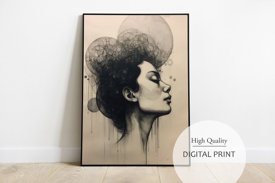 Charcoal Sketch & Ink Digital Portrait, Charcoal, Portrait Art