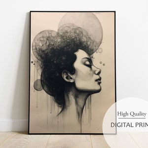 Charcoal Sketch & Ink Digital Portrait, Charcoal, Portrait Art, Portrait Print, Portrait Sketch, Digital Download, Quality Portrait Art