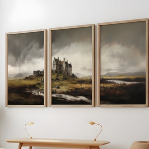 Set of 3 Scottish landscape Painting Digital Download, Scottish Highland Painting Wall Decor, Highland Digital Art, Digital Download