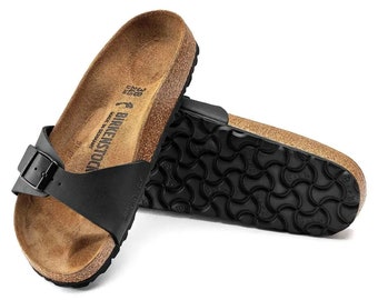 Sandals for Men and Women Made of Quality Leather Handmade Non-Slip Slides with Rubber Sole Open Toe Slippers