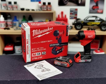 Handmade 1/10 Scale Miniature Impact Driver, Battery, Box, Instructions