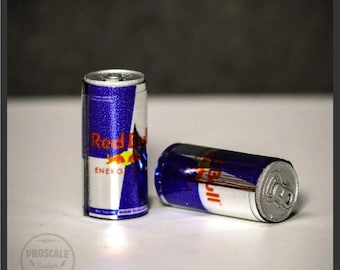 1/10 Scale RC Miniature Energy Drink Cans – Red Bull Style – RC Garage & Diorama Props – Scale Model Accessory