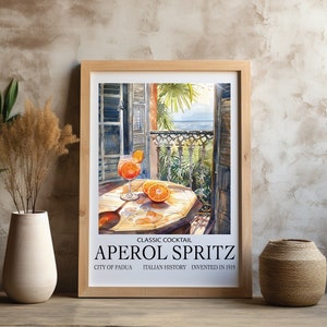 Aperol Spritz Print Trendy Colorful Cocktail Poster Bar Cart Wall Art Printable Wall Decor Kitchen Aesthetic Modern Digital Download Kitchen