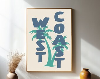Lámina artística de palmera de la Costa Oeste, decoración vaquera costera (impresión digital)