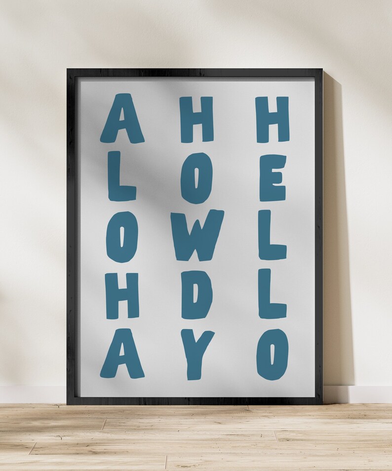 Aloha Howdy Coastal Wall Art, Blue Text Print (digital Download) - Etsy