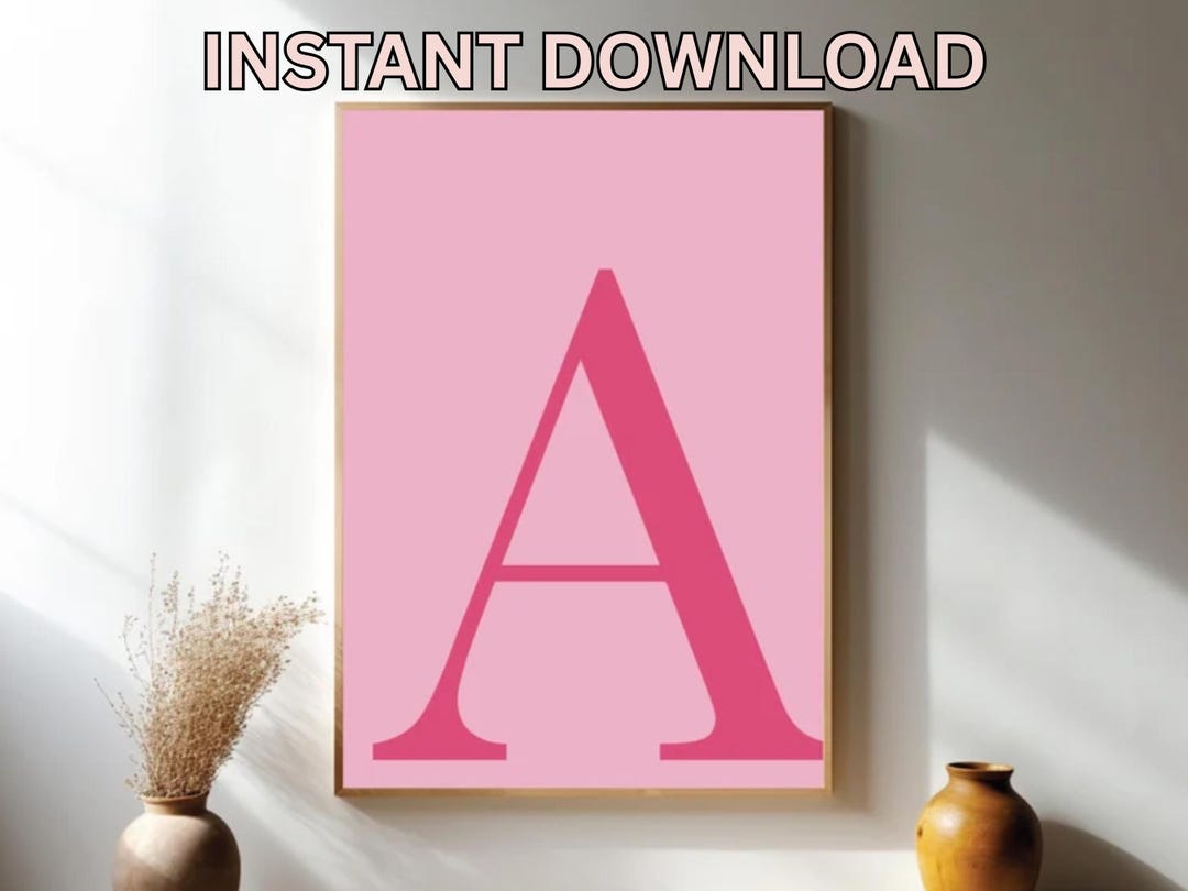 Pink Letter A Monogram Print, Dorm Decor (digital Download) - Etsy
