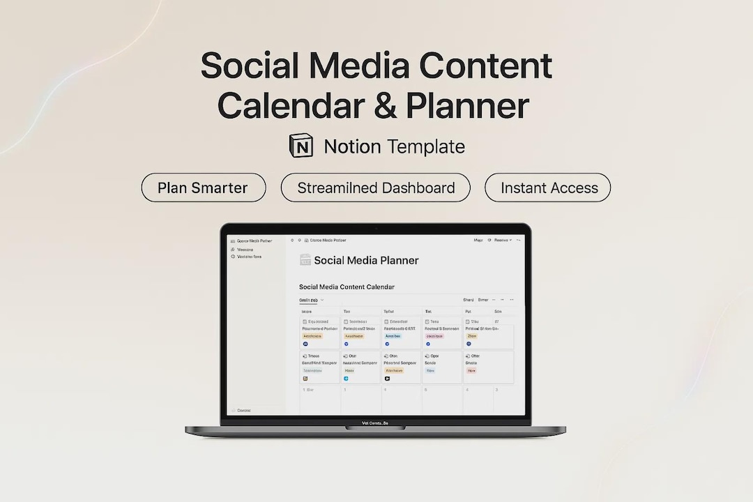 Notion Social Media Content Calendar | Planner & Marketing Tool ...