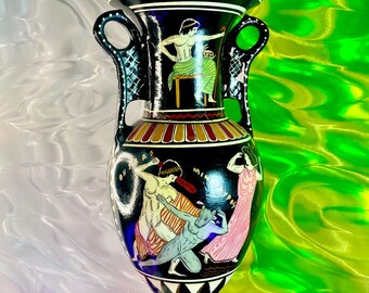Hand-Painted Greek Minotaur Amphora Vase