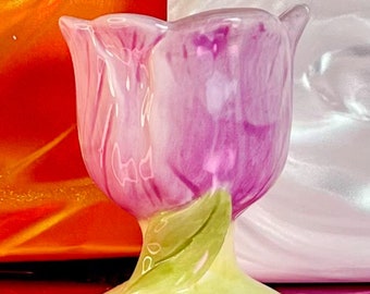 Ceramic Purple Tulip Candle Holder
