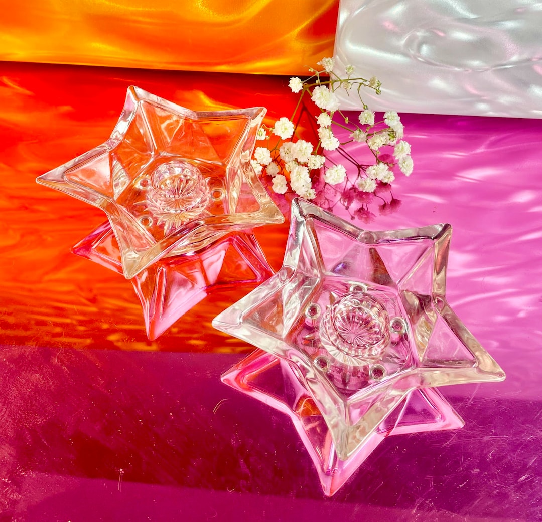 Glass Star Candle Holders Etsy