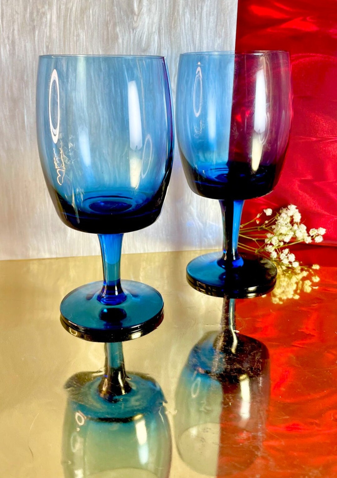 Navy Blue Glass Geometric Wine Glasses - Etsy