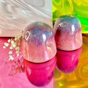 Hand-Crafted Pink and Purple Ceramic Salt & Pepper Shakers image 1