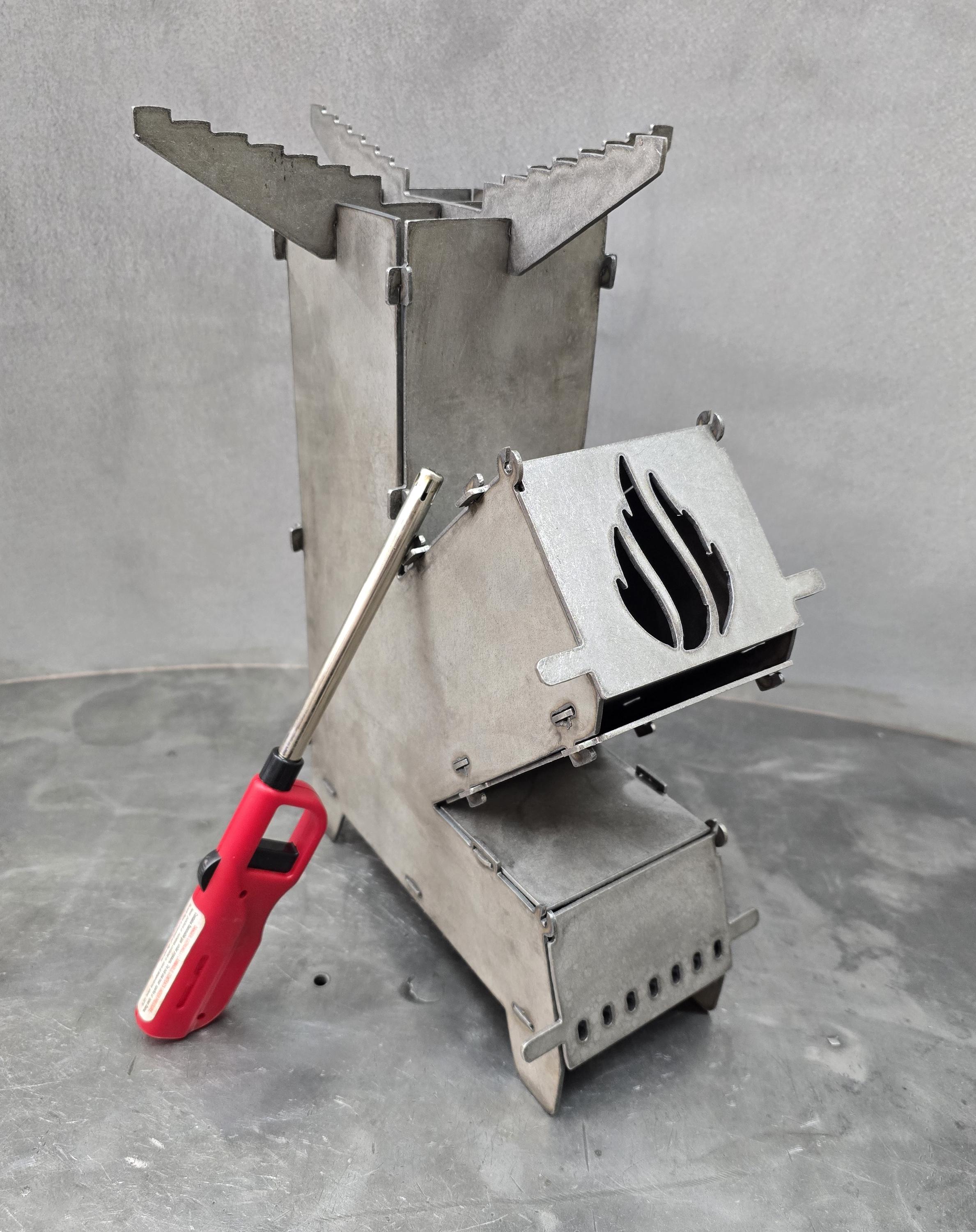 Rocket Stove 12" Tall Collapsible Easy Assembly with Carrying Bag