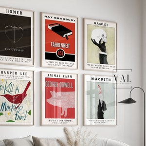 Buch Cover Wall Art 6 Set Drucke | Wohnkultur Ideen | Druckbare Digital Download Wall Buch Cover Print |