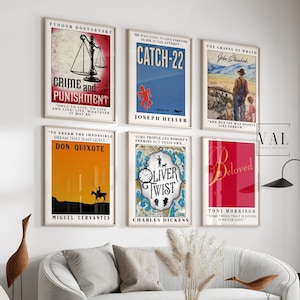 Book Cover Wall Art 6 Set prints | Home Decor Ideas | Printable Digital Download Wall Book Cover Posters | Classroom Decor Library Decor