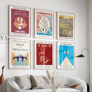 Copertina di libri di romanzi classici, decorazione da parete, poster per biblioteca, regalo per amanti dei libri, decorazioni per bibliotecari, decorazioni per aule