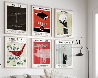 Book Cover Wall Art 6 Set prints | Home Decor Ideas | Printable Digital Download Wall Book Cover Print |