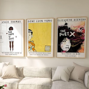 Pósteres de libros, decoración para la educación en el hogar, juego de 3 pósteres educativos, pósteres con citas, pósteres para el aula de inglés, descargas digitales, pósteres imprimibles.