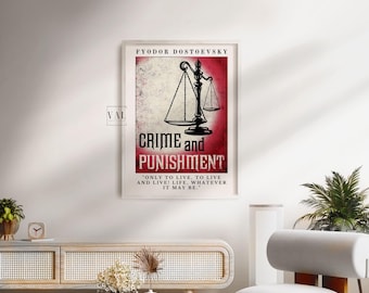Boekposter misdaad en straf: literaire print Dostojevski (digitale download)