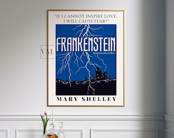 Frankenstein Book Cover Poster: Literary Wall Art (Digital Download)