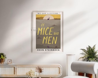 Boekposter van muizen en mannen: John Steinbeck-literatuurafdruk (digitale download)