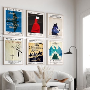 Book Cover Wall Art Set 6 prints | Classroom Book Poster | Printable Digital Download Wall Print |