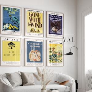 Book Poster Literature Poster Book Cover Wall Art Set 6 prints | Home Decor Ideas | Printable Digital Download Wall Print | Library Decor