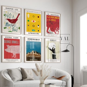 Buch Poster Literatur Poster Buch Cover Wand Kunst Set 6 Drucke | Wohnkultur Ideen | Druckbare Digital Download Wall Print |