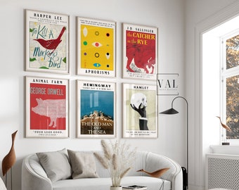 Book Poster Literature Poster Book Cover Wall Art Set 6 prints | Home Decor Ideas | Printable Digital Download Wall Print |