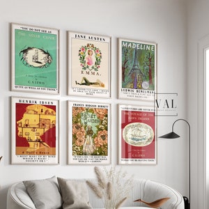 Buch Poster Literatur Poster Buch Cover Wand Kunst Set 6 Drucke | Wohnkultur Ideen | Druckbare Digital Download Wall Print | Jane-Eyre